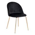 Chaise de salle à manger Geneve en velours noir avec pieds acier finition laiton vue trois quarts