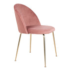 Chaise Geneve velours rose vue de profil silhouette cocooning pieds laiton fuselés