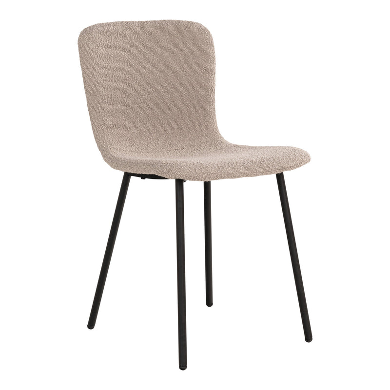 Dimensions Halden Dining Chair – Beige Bouclé & Black Metal Legs – Set of 2