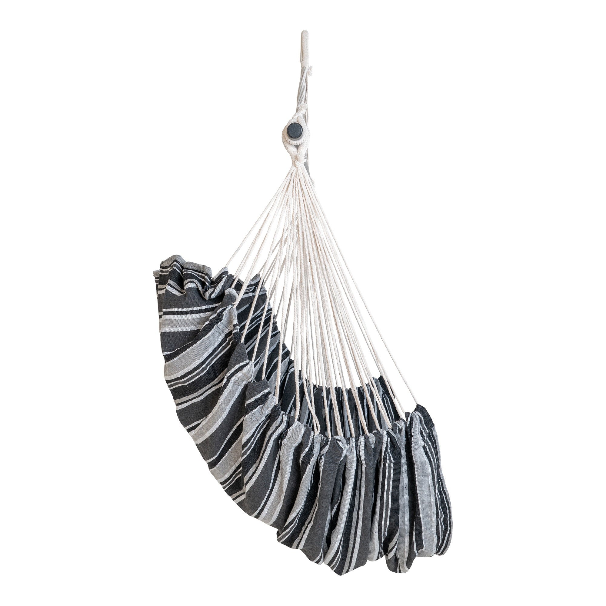Détail cordes coton tressé naturel et système d'attache unique de la chaise hamac Lamia
