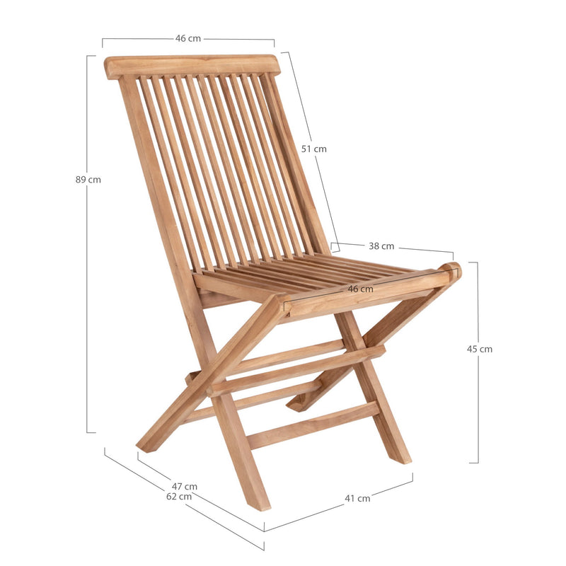Dimensions Toledo Folding Garden Chair in Natural Teak — Set of 2