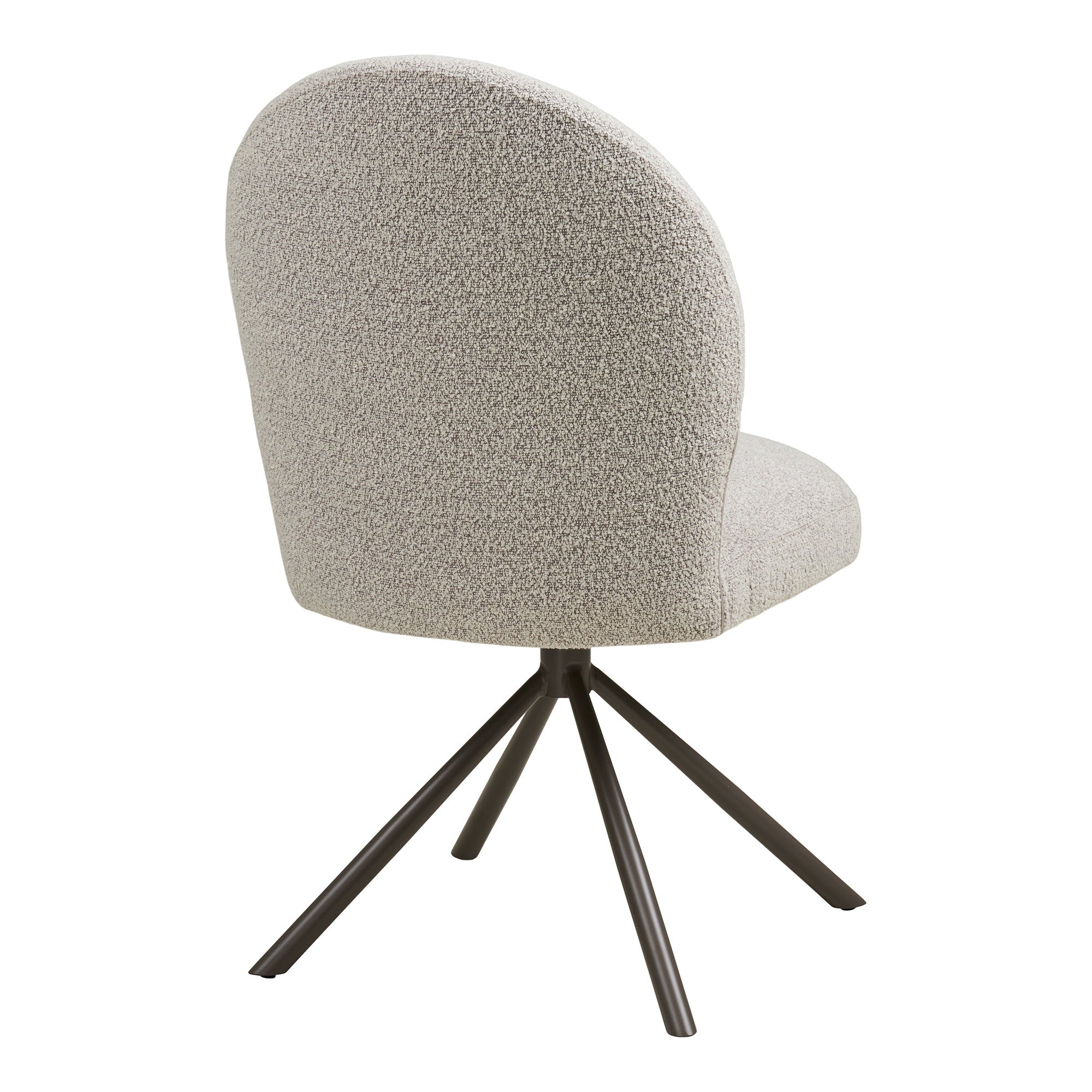 Chaise pivotante Lana bouclé sable vue arrière dossier arrondi piètement acier gris anthracite