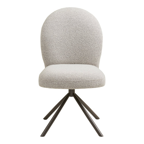 Chaise pivotante Lana bouclé sable vue de face dossier haut arrondi piètement étoile gris anthracite