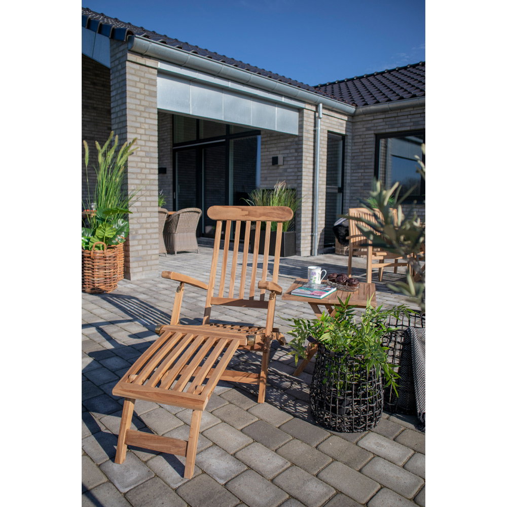Chaise longue de jardin Arrecife teck bois naturel terrasse ensoleillée