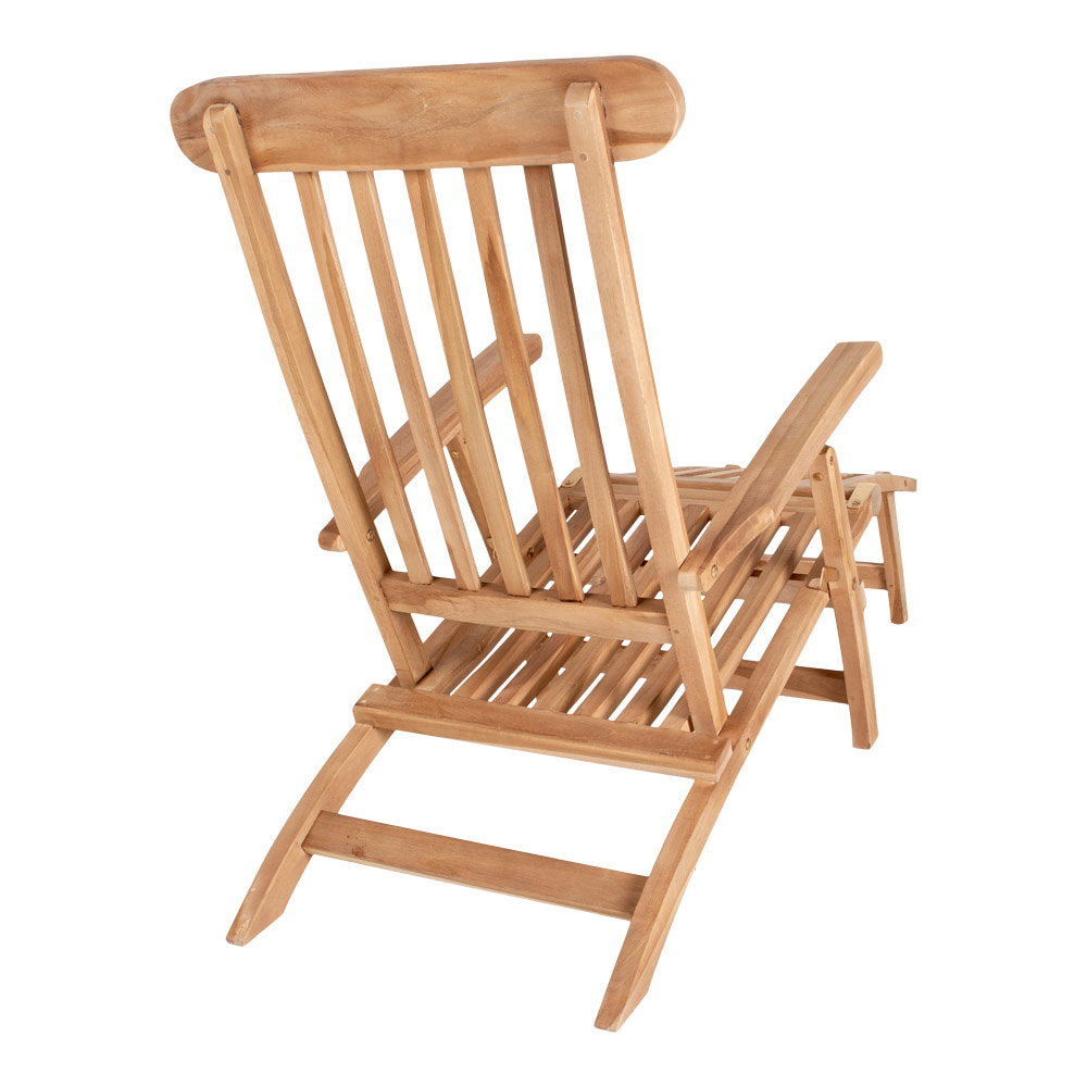 Structure dos chaise longue Arrecife teck massif lattes bois naturel