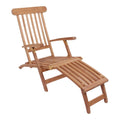 Chaise longue de jardin Arrecife en teck naturel vue trois-quarts dossier réglable