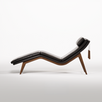 Chaise longue Opera Noyer foncé vue de profil qui montre la courbe du piètement