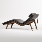 Chaise longue Opera Noyer foncé vue de trois quarts arrière avec ses contrepoids