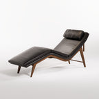 Chaise longue Opera Noyer foncé vue de trois quarts côté repose-jambes