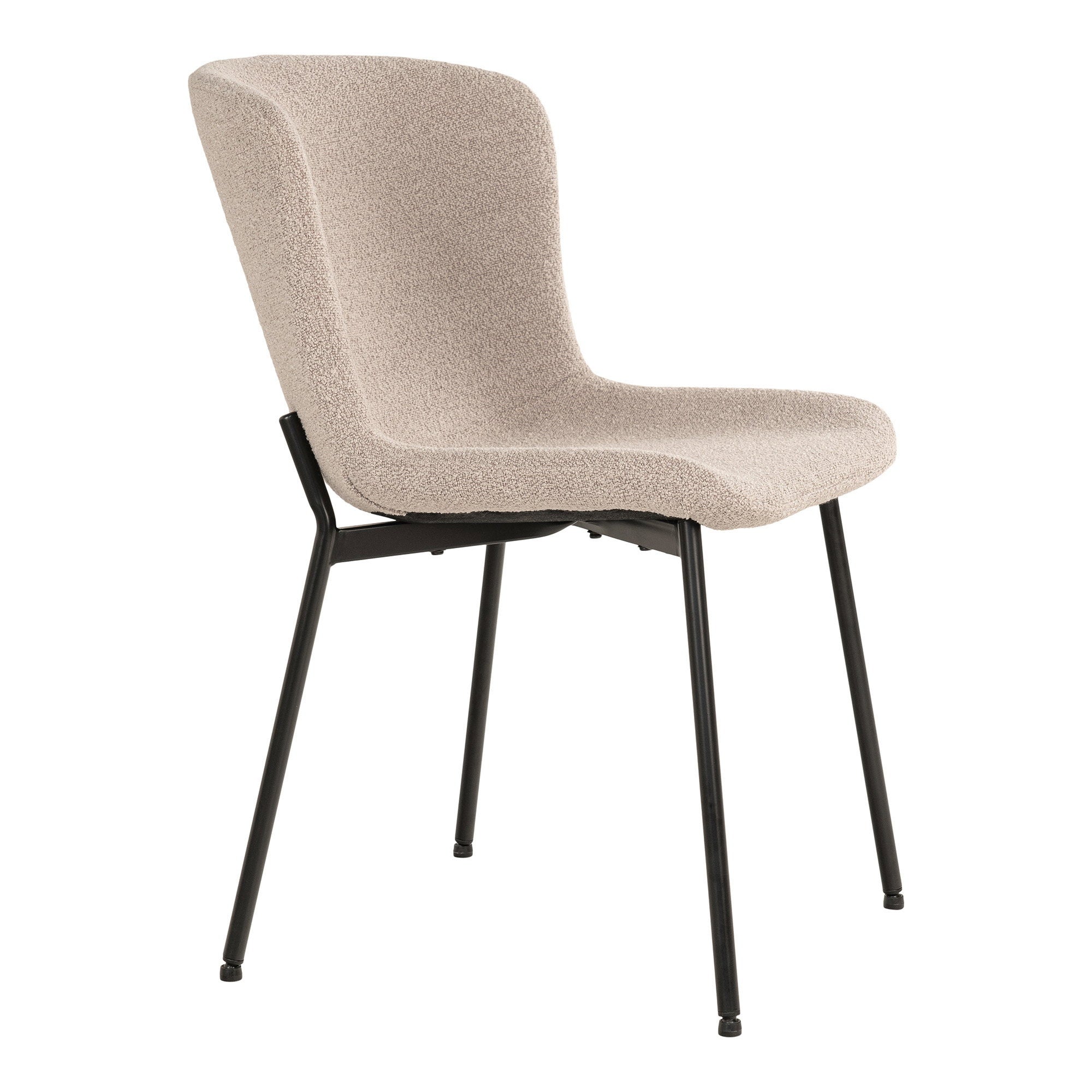 Chaise Maceda beige vue de profil – flancs généreux et structure acier noir élégante