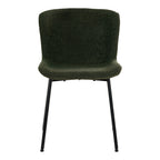 Chaise Maceda vert forêt vue de face dossier large enveloppant et pieds acier noir mat
