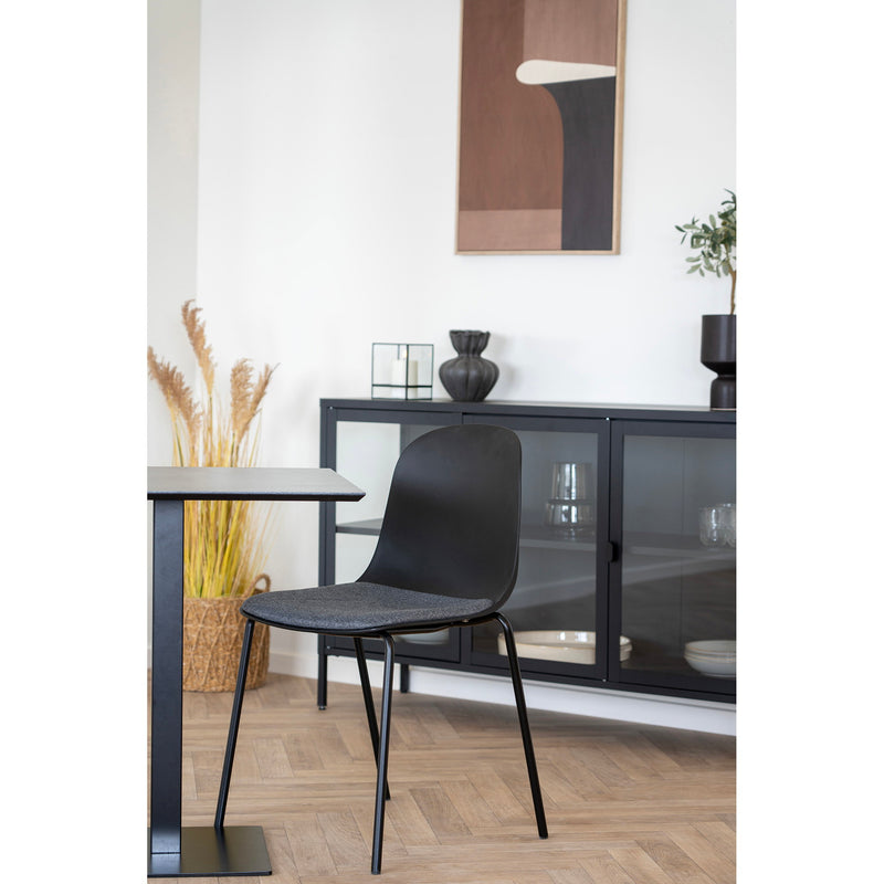 Dimensions Madalena Dining Chair - Black & Anthracite Fabric Seat - Set of 2