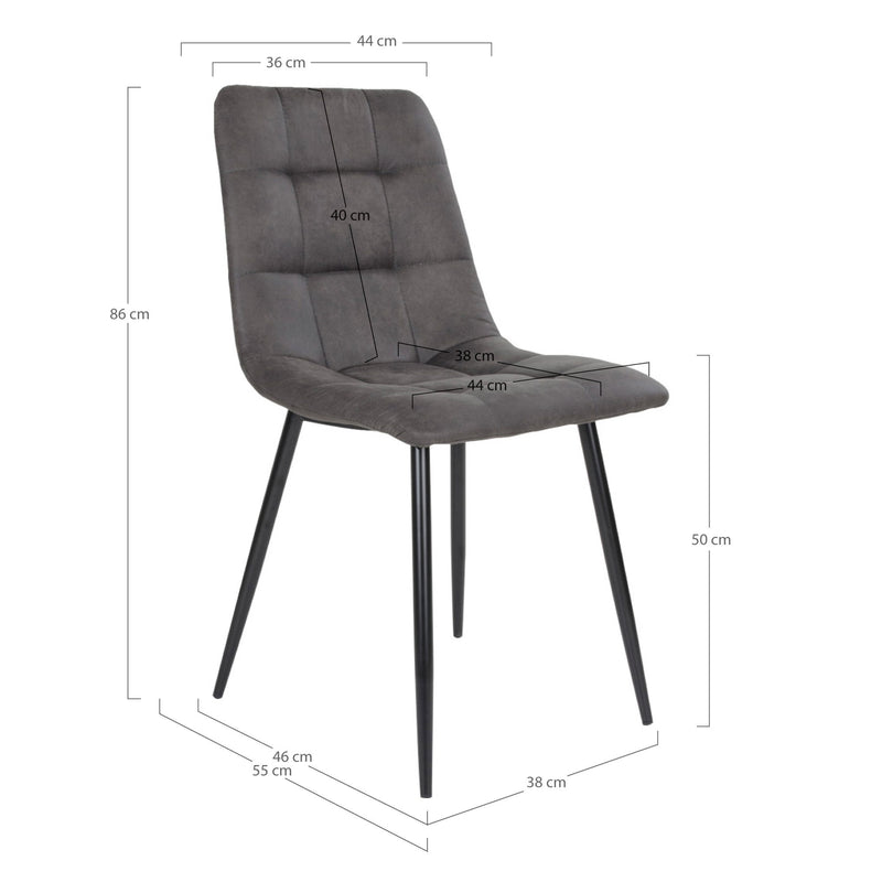 Dimensions Middelfart Dining Chair – Dark Grey & Black Legs – Set of 2