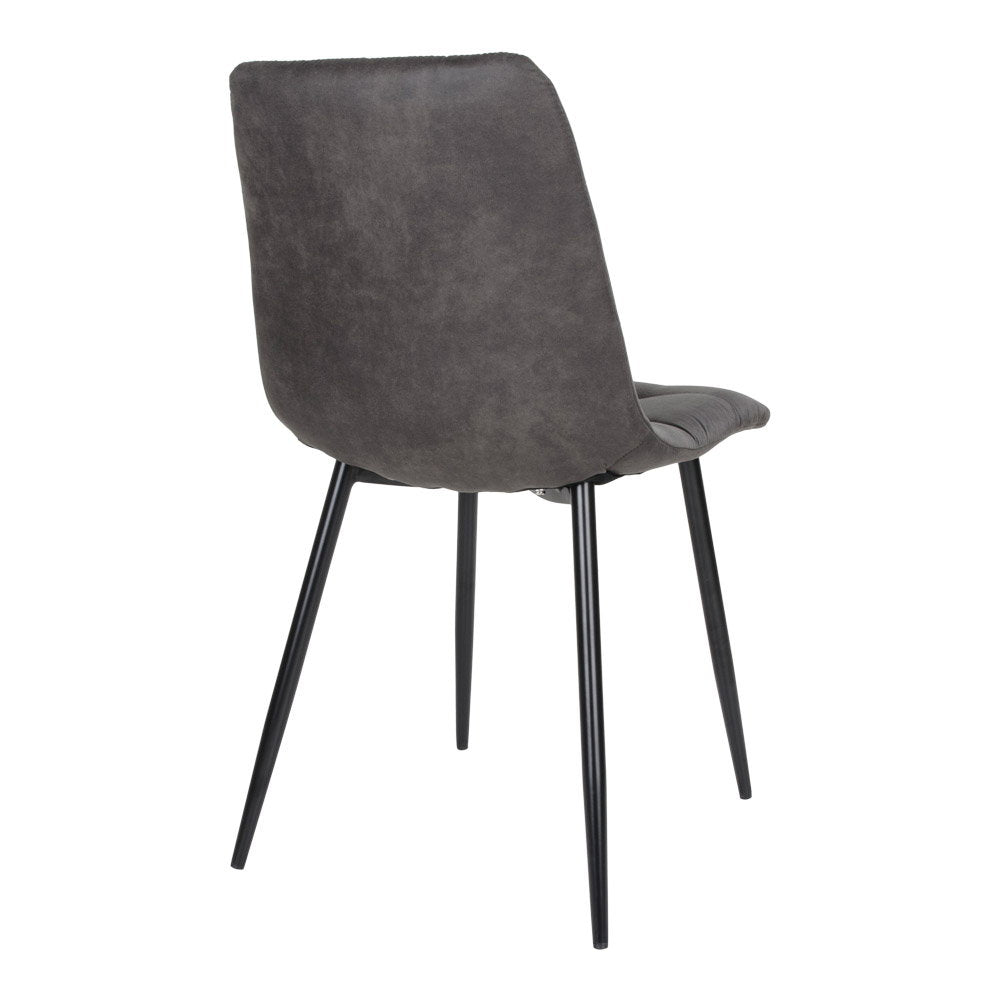 Chaise Middelfart gris foncé vue arrière dossier microfibre pieds noirs