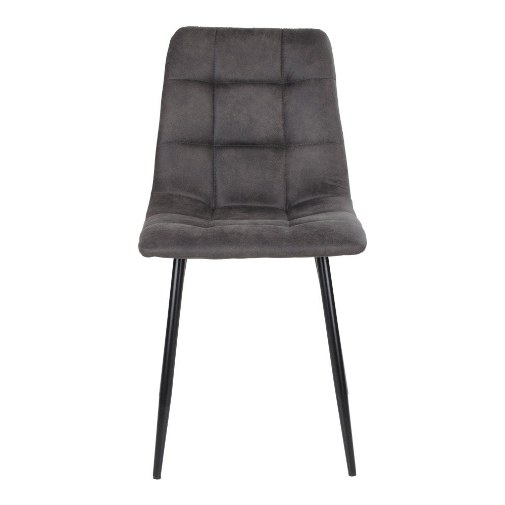 Chaise Middelfart gris foncé en microfibre vue de face pieds métal noir