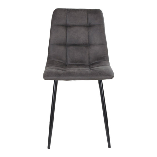 Chaise Middelfart gris foncé en microfibre vue de face pieds métal noir