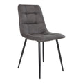 Chaise de salle à manger Middelfart en microfibre gris foncé avec pieds noirs vue trois quarts