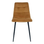 Chaise Middelfart velours jaune moutarde vue de face pieds métal noir