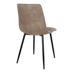 Chaise Middelfart microfibre brun clair vue arrière dossier lisse pieds acier laqué noir