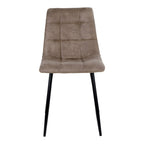 Chaise Middelfart microfibre brun clair vue de face dossier matelassé carrés