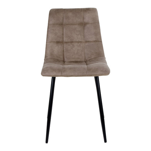 Chaise Middelfart microfibre brun clair vue de face dossier matelassé carrés