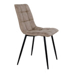 Chaise Middelfart microfibre brun clair vue de profil dossier incurvé pieds métal noir