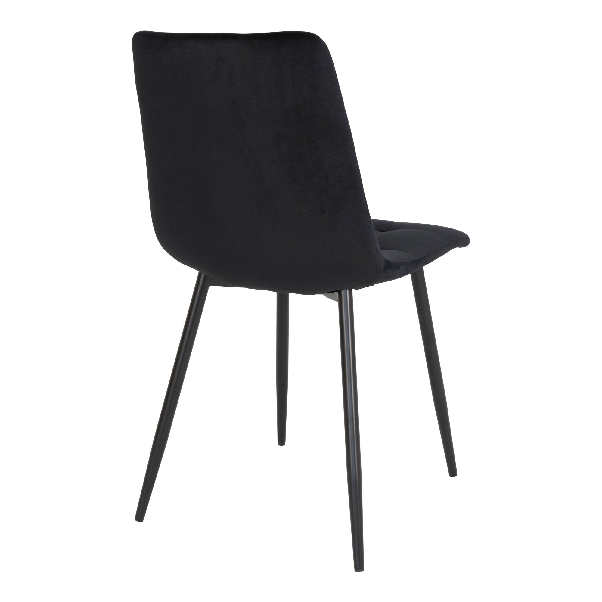 Chaise Middelfart velours noir vue arrière dossier galbé pieds acier laqué noir