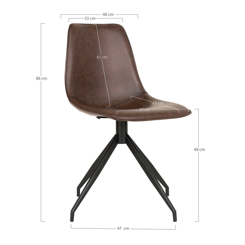 Dimensions Monaco Dining Chair – Dark Brown Leather & 360° Swivel – Set of 2