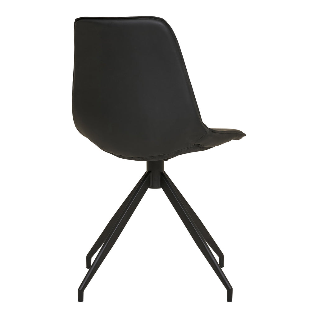 Chaise Monaco cuir PU noir vue arrière total look noir piètement étoile mécanisme pivotant 360°