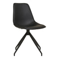 Chaise de salle à manger Monaco en cuir PU noir pivotante 360° piètement étoile acier noir vue trois quarts