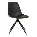 Chaise de salle à manger Monaco en cuir PU noir pivotante 360° piètement étoile acier noir vue trois quarts