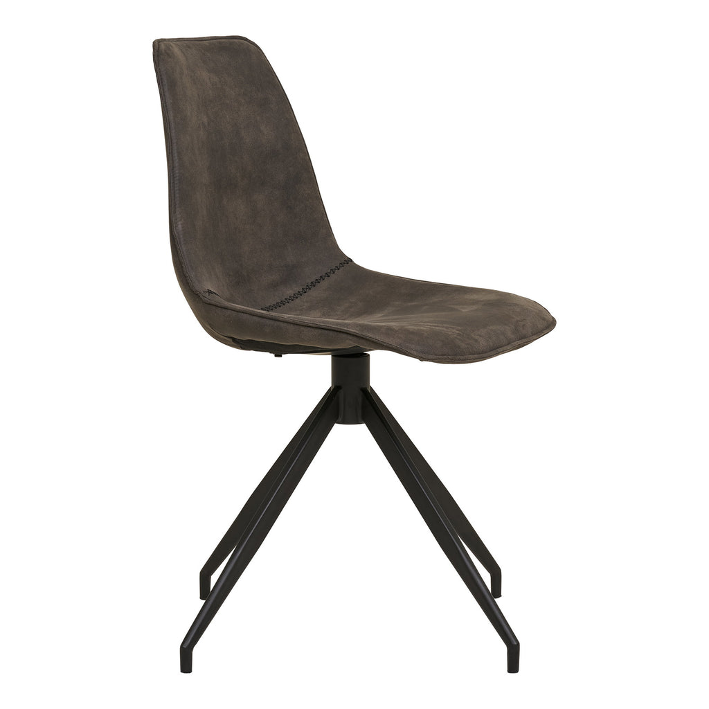 Chaise Monaco microfibre gris vue de profil texture veloutée coque enveloppante et piètement étoile noir