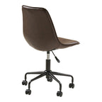 Chaise bureau Monaco PU cuir brun foncé vue arrière base étoile 5 branches acier noir roulettes vérin