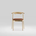 Chaise Pala en chêne et cuir cognac vue de face
