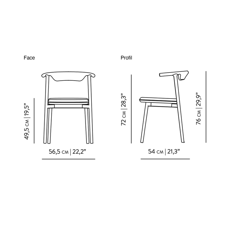 Dimensions Sedia Pala in legno massiccio