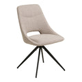 Chaise pivotante Dokka tissu sable chiné dossier haut incurvé découpe ouverte pieds acier noir vue trois quarts