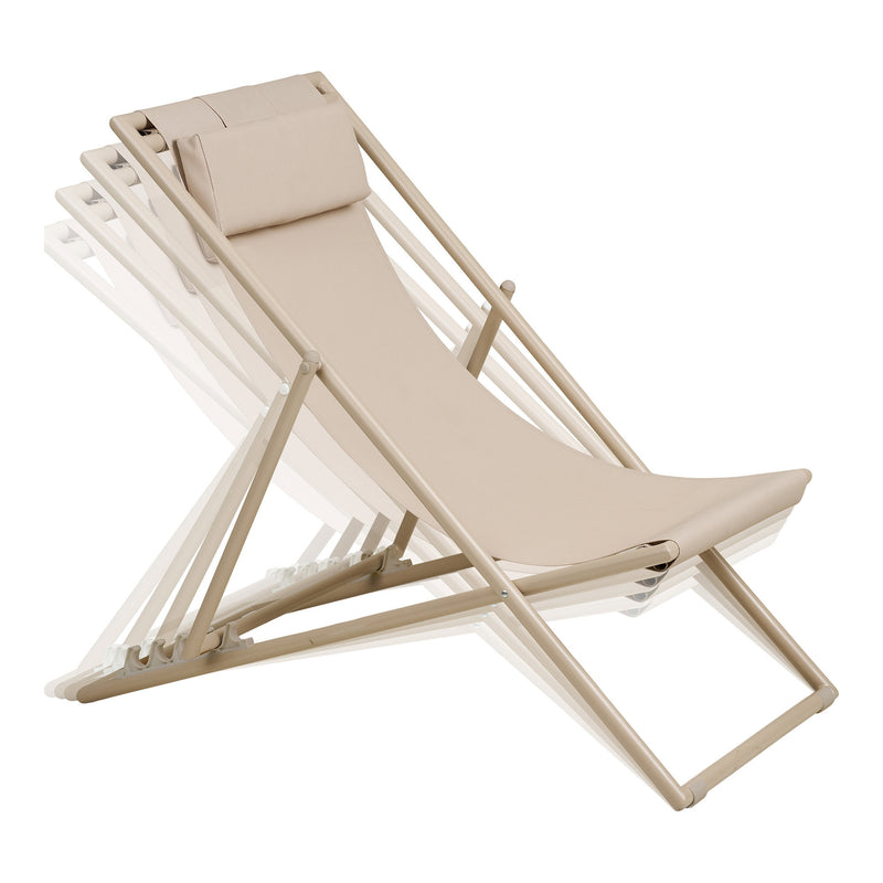Dimensions Curtis Foldable Beach Chair Taupe — 4-Position Reclining Backrest