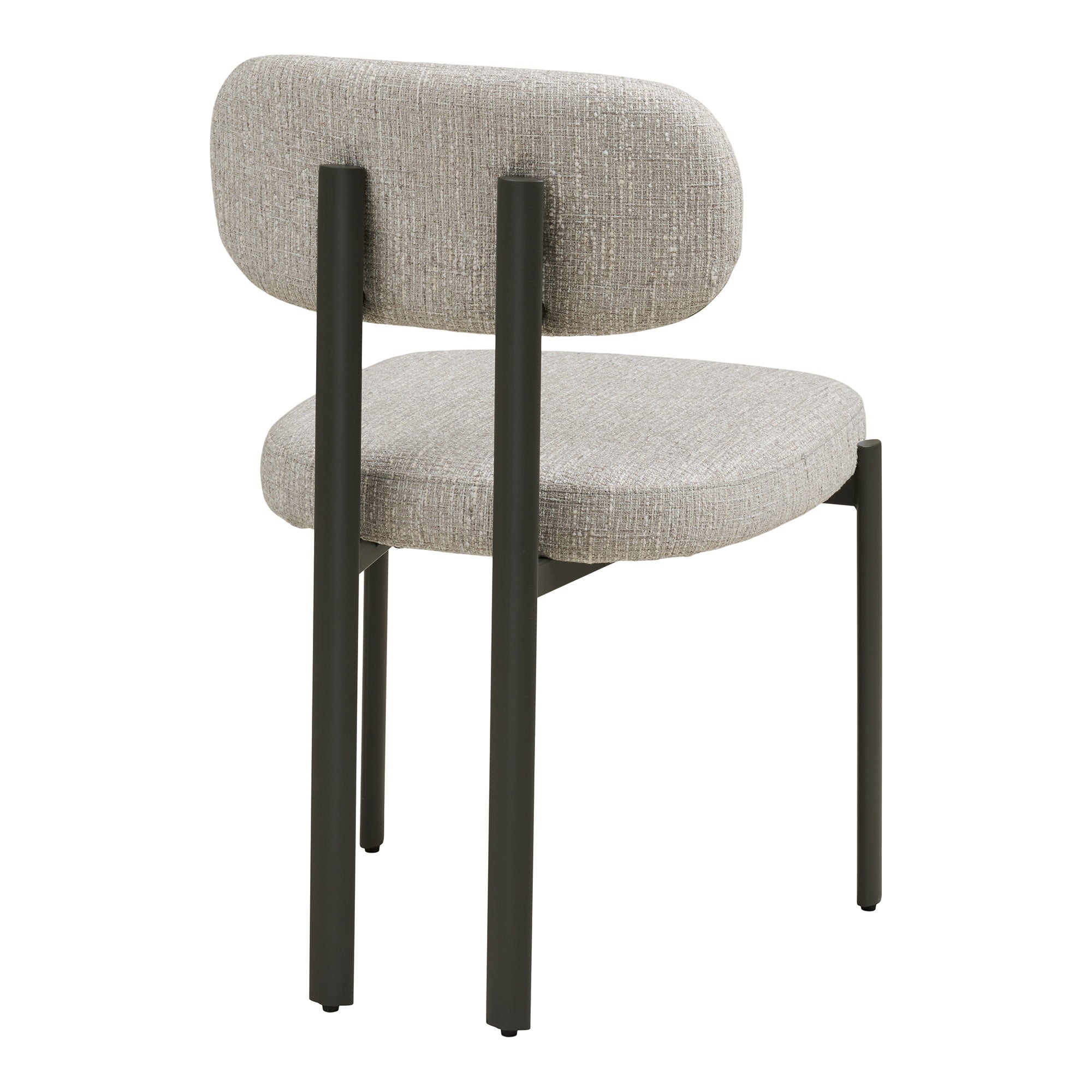 Chaise Royan tissu gris clair vue arrière dossier flottant arrondi structure métal gris anthracite