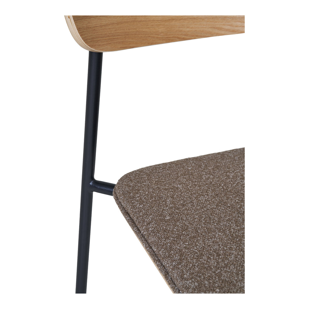 Détail assise tissu polyester brun chiné 50 000 Martindale chaise Estepona