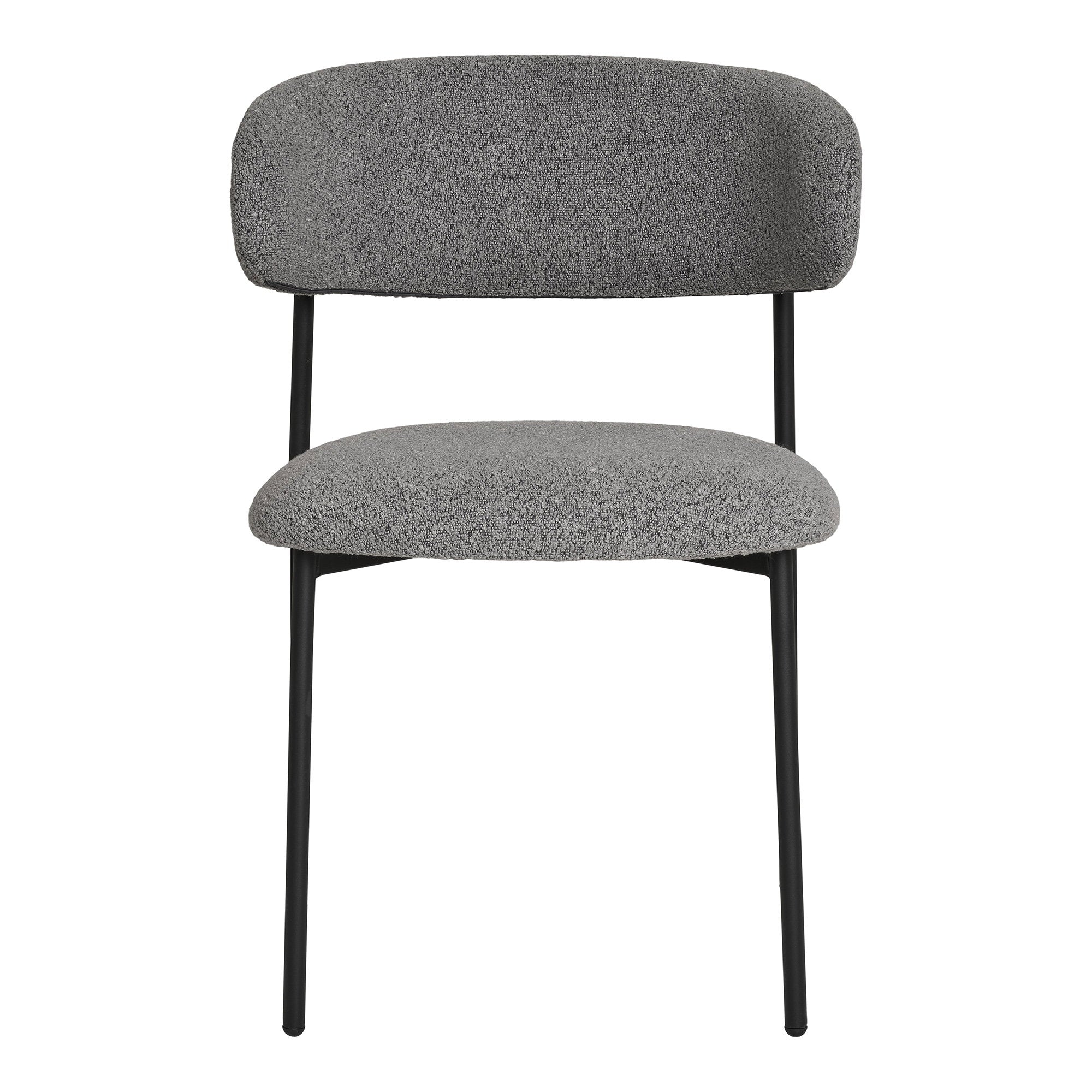 Chaise de salle à manger Mira bouclé gris clair vue de face dossier horizontal flottant