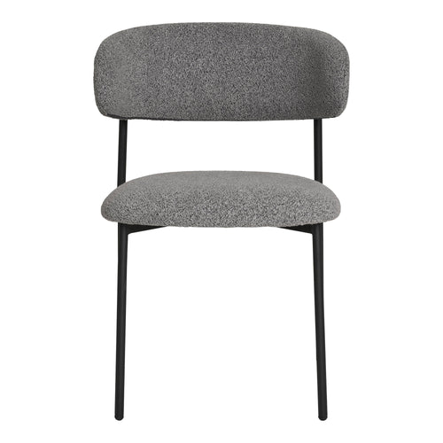 Chaise de salle à manger Mira bouclé gris clair vue de face dossier horizontal flottant