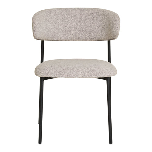 Chaise de salle à manger Mira bouclé sable vue de face dossier horizontal flottant