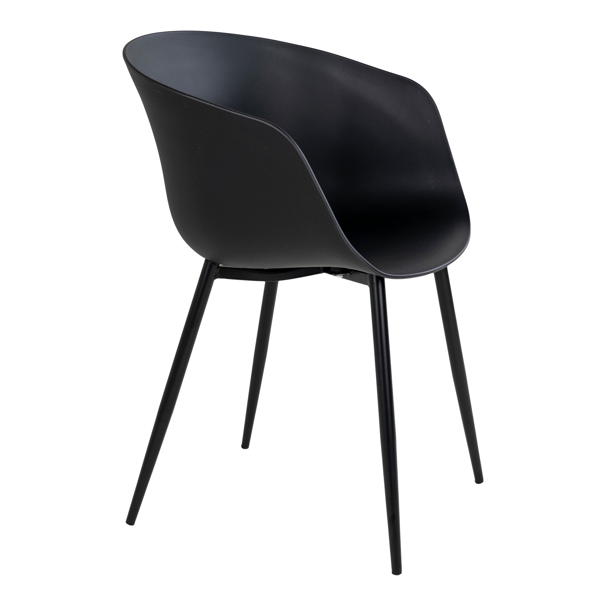 Chaise Roda noire vue trois-quarts arrière pieds métal noir