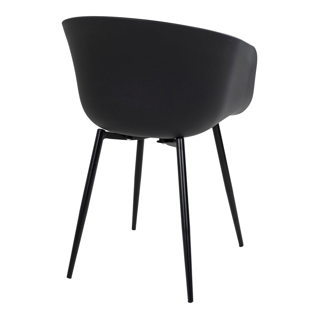 Dos de la chaise Roda noire structure acier laqué noir