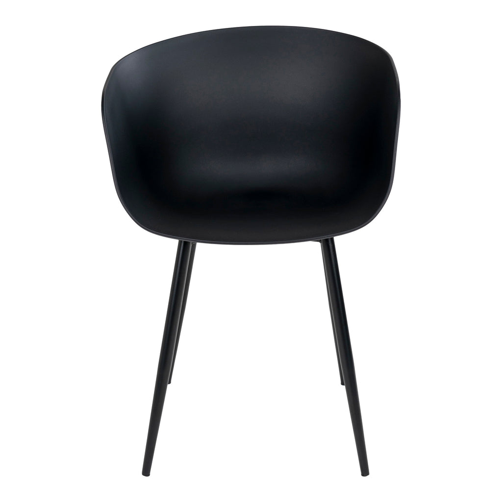 Chaise design Roda noire mat vue de face assise enveloppante