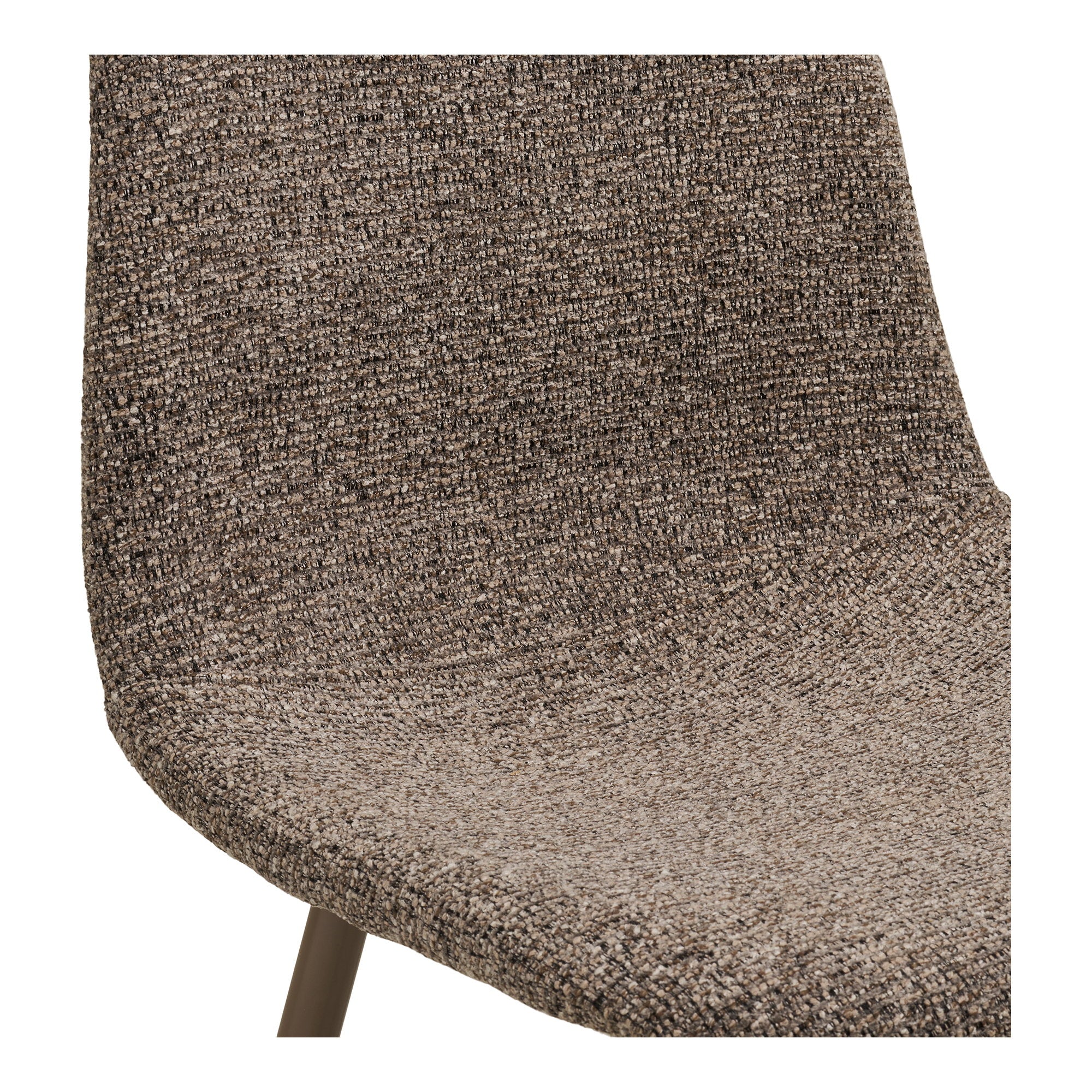 Détail texture bouclé brun chiné chaise Stockholm – fils entremêlés beige taupe et brun