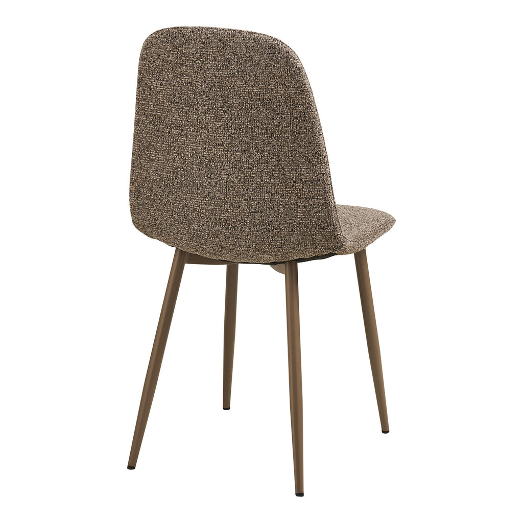 Vue arrière chaise Stockholm brun chiné – bouclé dense et pieds laqués brun