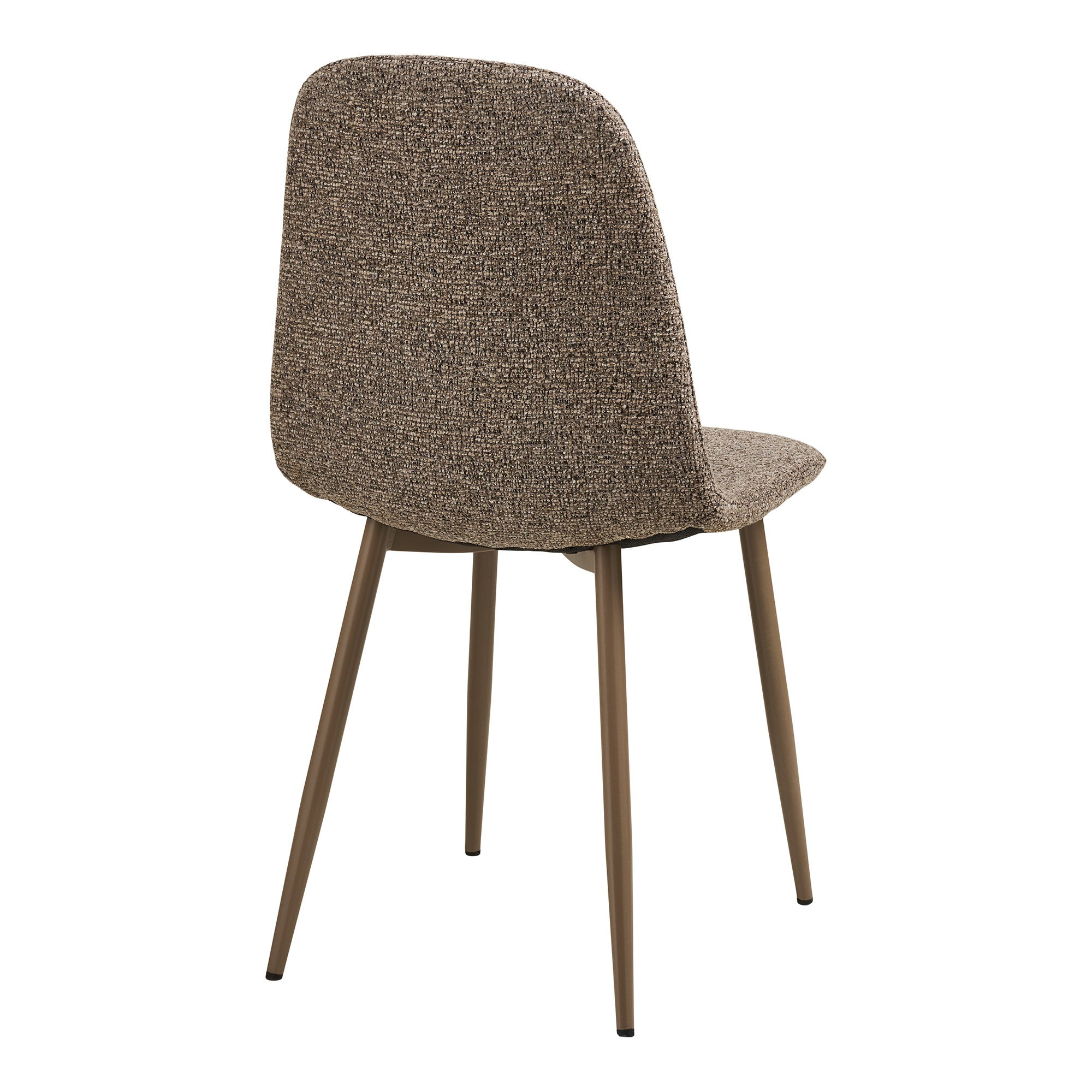 Vue arrière chaise Stockholm brun chiné – bouclé dense et pieds laqués brun