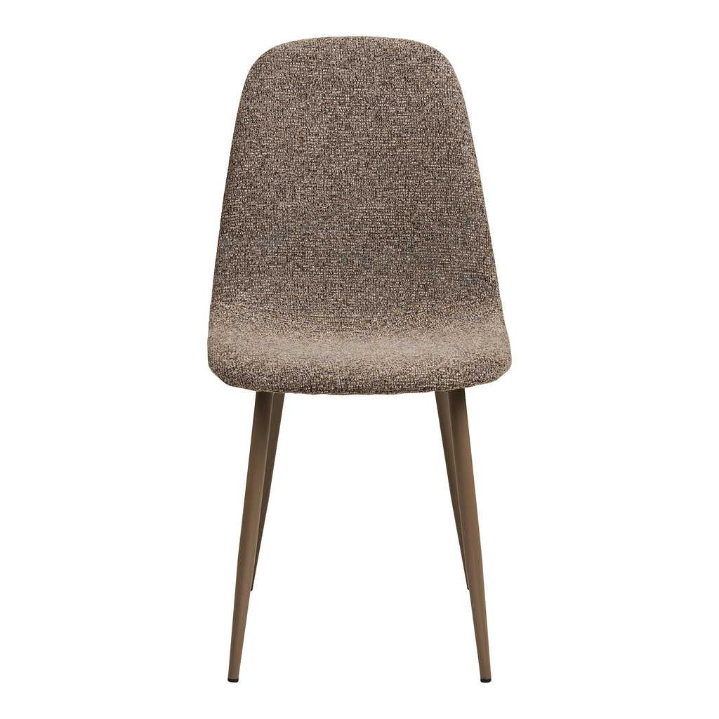 Chaise Stockholm brun chiné vue de face – tissu bouclé polyester ton sur ton