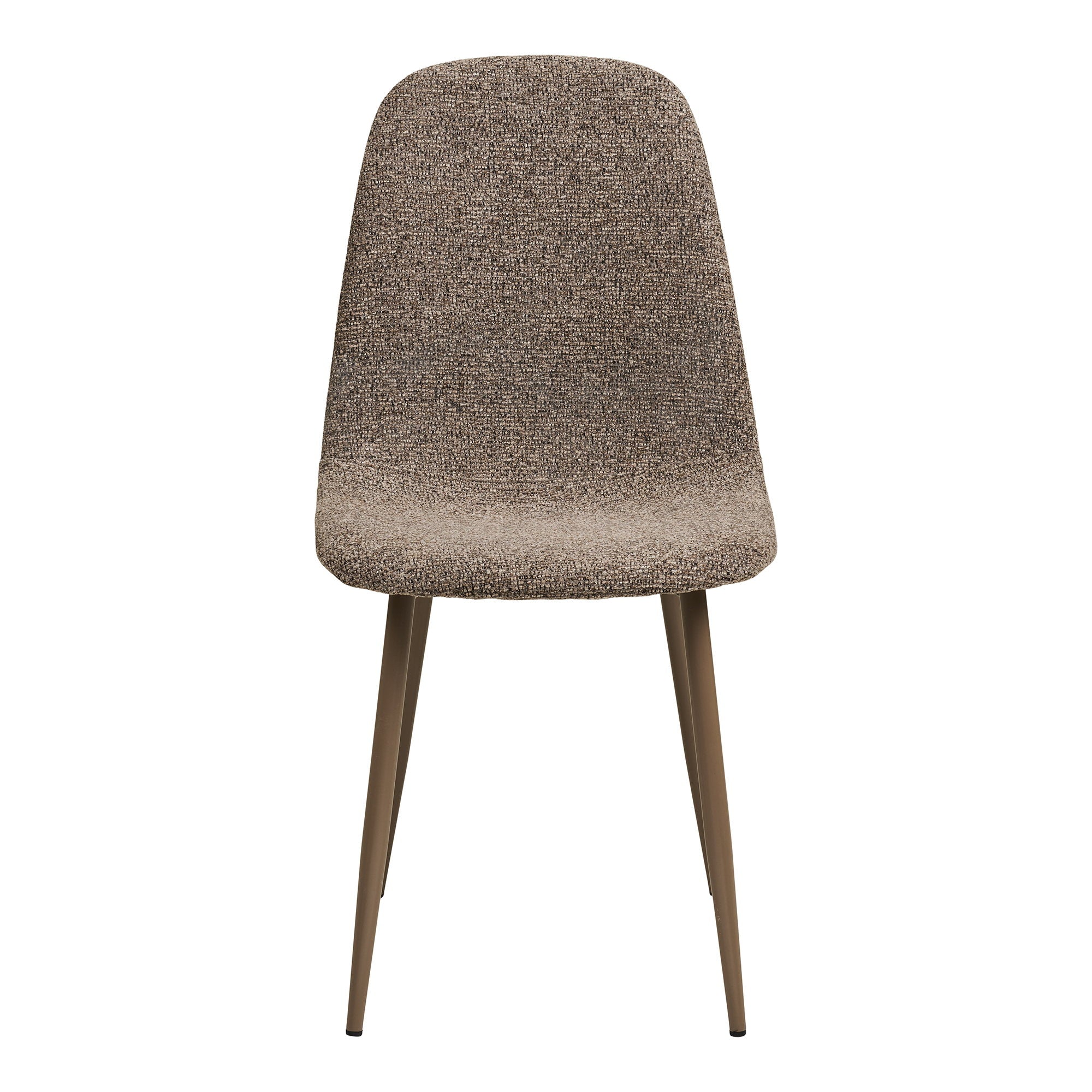 Chaise Stockholm brun chiné vue de face – tissu bouclé polyester ton sur ton
